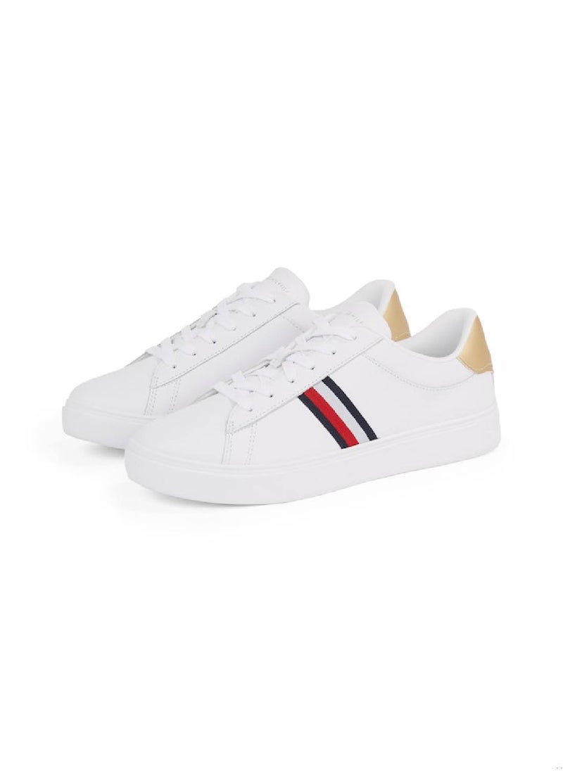 TOMMY HILFIGER Women's Essential Court Trainers - Leather, White  - Image 2