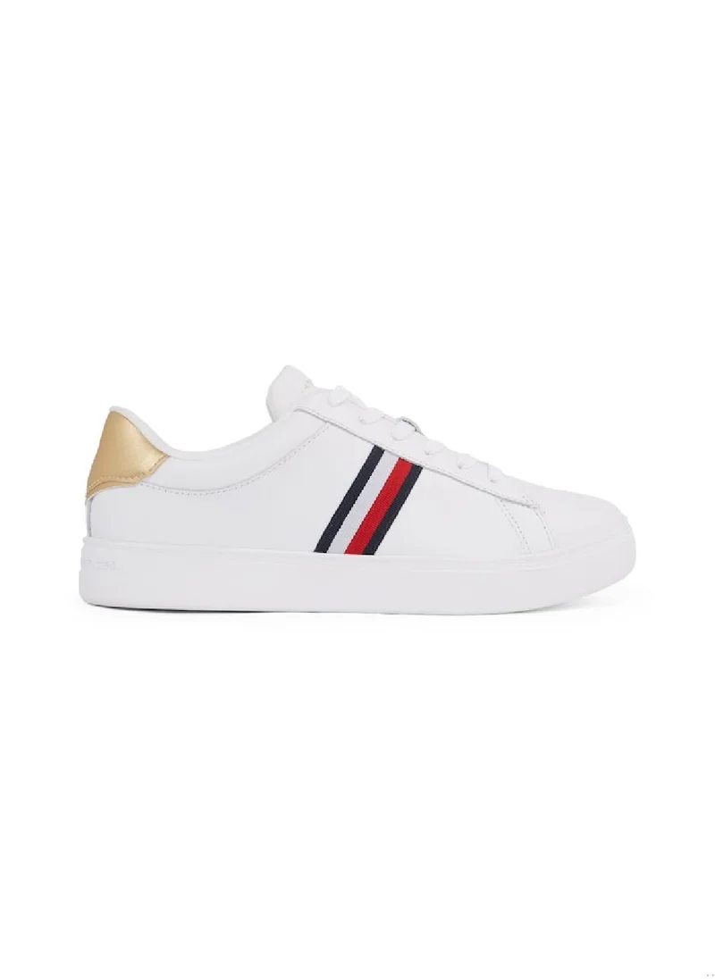 TOMMY HILFIGER Women's Essential Court Trainers - Leather, White