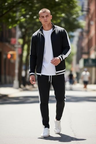 SCREENSHOT Men's Athletic Fitness Slim Fit Workout Track Pants BASIC S41700-Black-Large - Image 4