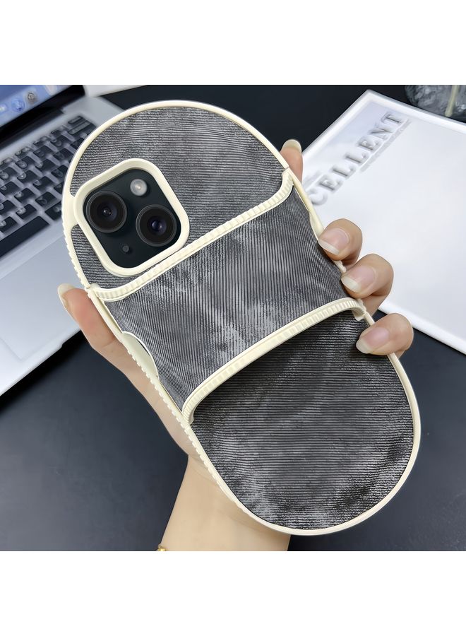 HuHa Case Cover For iPhone 14 Creative Denim Slipper Design TPU Phone Case Black