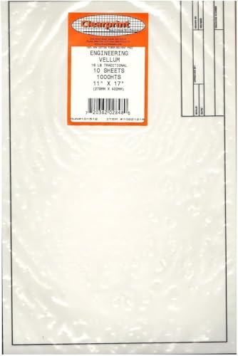 Clearprint 11 x 17 1000H Design Vellum Sheets with Engineer Title Block 16 lb 100 Cotton 10 Sheets Per Pack 1 Each