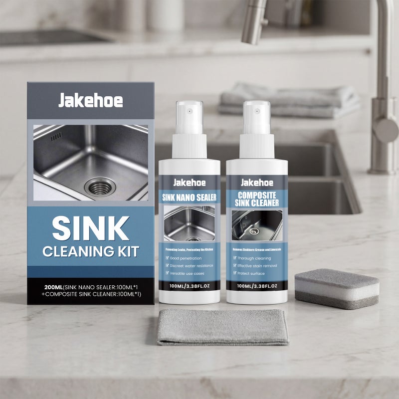 Jakehoe Sink Cleaning Set Kitchen Sink Cleaning Dirt Removal Oil Stain Deodorization Cleaning Care Combo - Image 2
