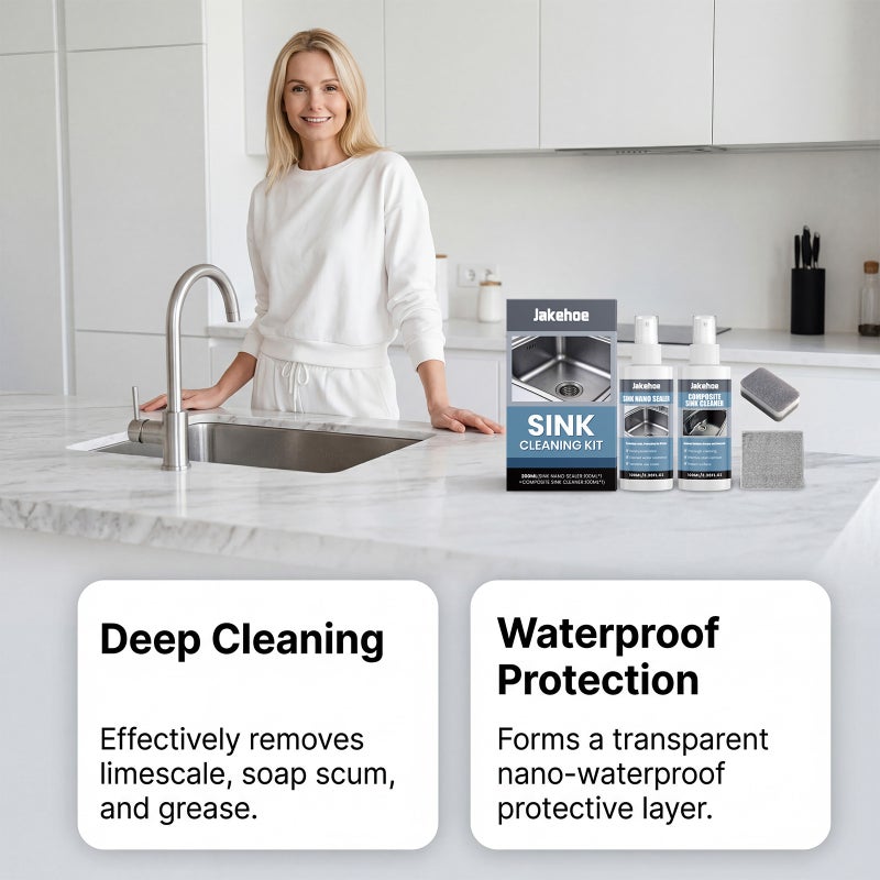 Jakehoe Sink Cleaning Set Kitchen Sink Cleaning Dirt Removal Oil Stain Deodorization Cleaning Care Combo - Image 3