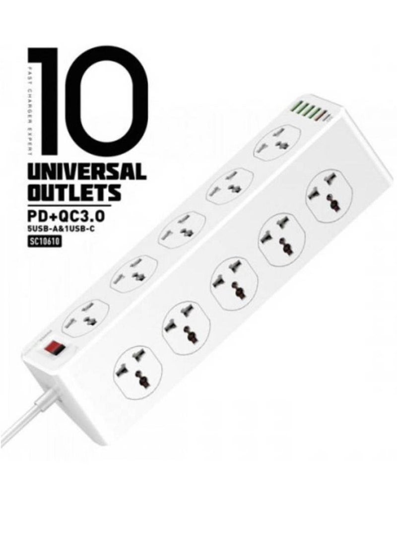 JBQ Electric Extension With 10 Anti Static Power Socket And 5 Usb Port - Image 1