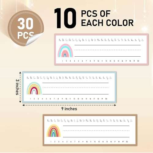 Cazhes Name Tags for Classroom Cubbies, 30 Boho Rainbow Name Plates for Desks, Back to School Self Adhesive Name Tags Sticker for Teachers Elementary - A01 - Image 2