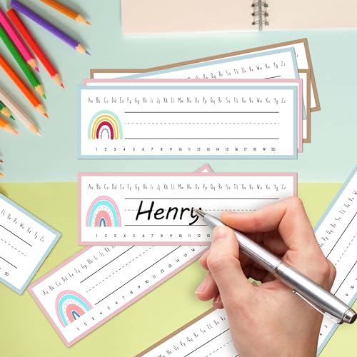 Cazhes Name Tags for Classroom Cubbies, 30 Boho Rainbow Name Plates for Desks, Back to School Self Adhesive Name Tags Sticker for Teachers Elementary - A01 - Image 3
