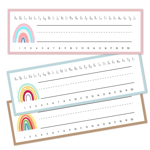 Cazhes Name Tags for Classroom Cubbies, 30 Boho Rainbow Name Plates for Desks, Back to School Self Adhesive Name Tags Sticker for Teachers Elementary - A01 - Image 1