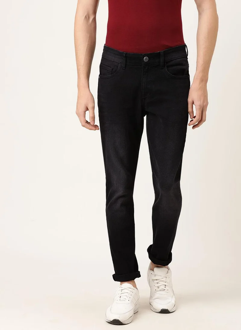 Men Slim Fit Solid Mid-Rise Jeans