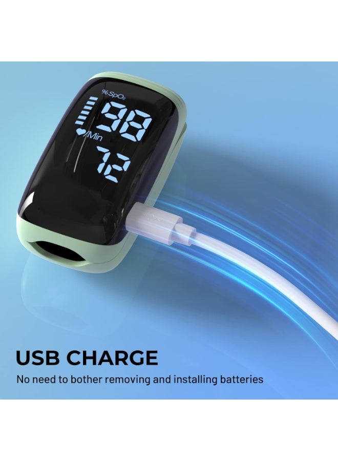 أيه بي جي مقياس التأكسج النبضي بأطراف الأصابع مع جهاز قياس التأكسج النبضي القابل لإعادة الشحن، مقياس التأكسج بالإصبع، مقياس التأكسج النبضي القابل لإعادة الشحن، قراءة دقيقة سريعة لقياس التأكسج SpO2 للرياضات الخارجية والاستخدام المنزلي على نطاق واسع - Image 4