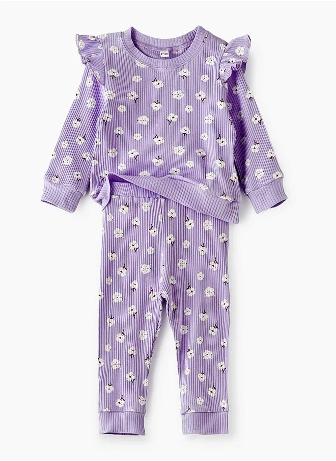 babyqlo Lavender Floral Ruffle Set for Little Ones