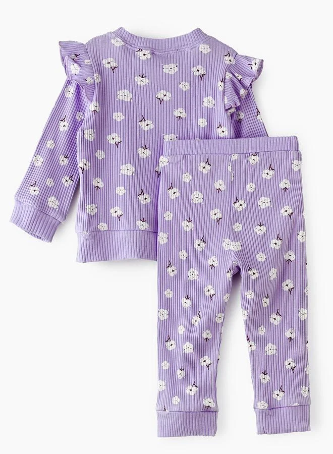 babyqlo Lavender Floral Ruffle Set for Little Ones