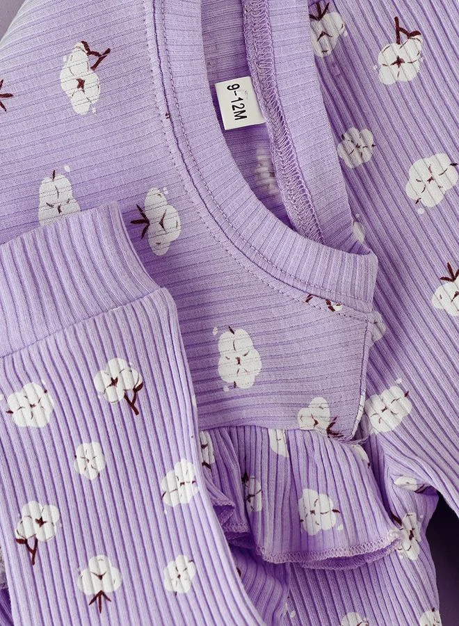 babyqlo Lavender Floral Ruffle Set for Little Ones