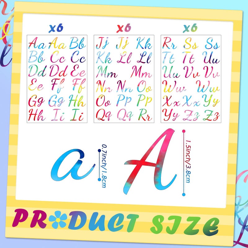 Teling 18 Sheet 624 Pieces Iron on Letters Tie Dye Iron on Letters Flock A-z Transfer Vinyl Cursive Heat Transfer for T-Shirts Clothing Stockings Printing DIY Crafts Decorations - Image 3