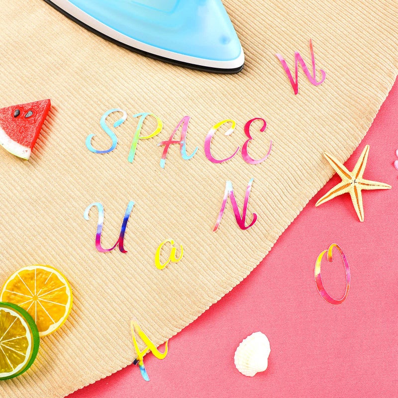 Teling 18 Sheet 624 Pieces Iron on Letters Tie Dye Iron on Letters Flock A-z Transfer Vinyl Cursive Heat Transfer for T-Shirts Clothing Stockings Printing DIY Crafts Decorations - Image 5