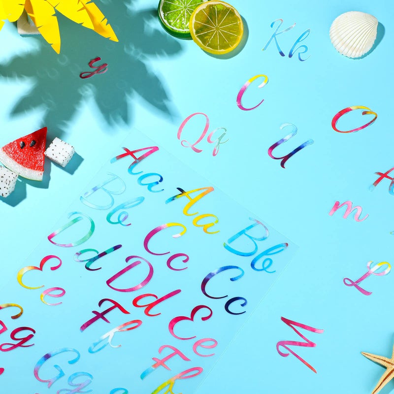 Teling 18 Sheet 624 Pieces Iron on Letters Tie Dye Iron on Letters Flock A-z Transfer Vinyl Cursive Heat Transfer for T-Shirts Clothing Stockings Printing DIY Crafts Decorations - Image 2