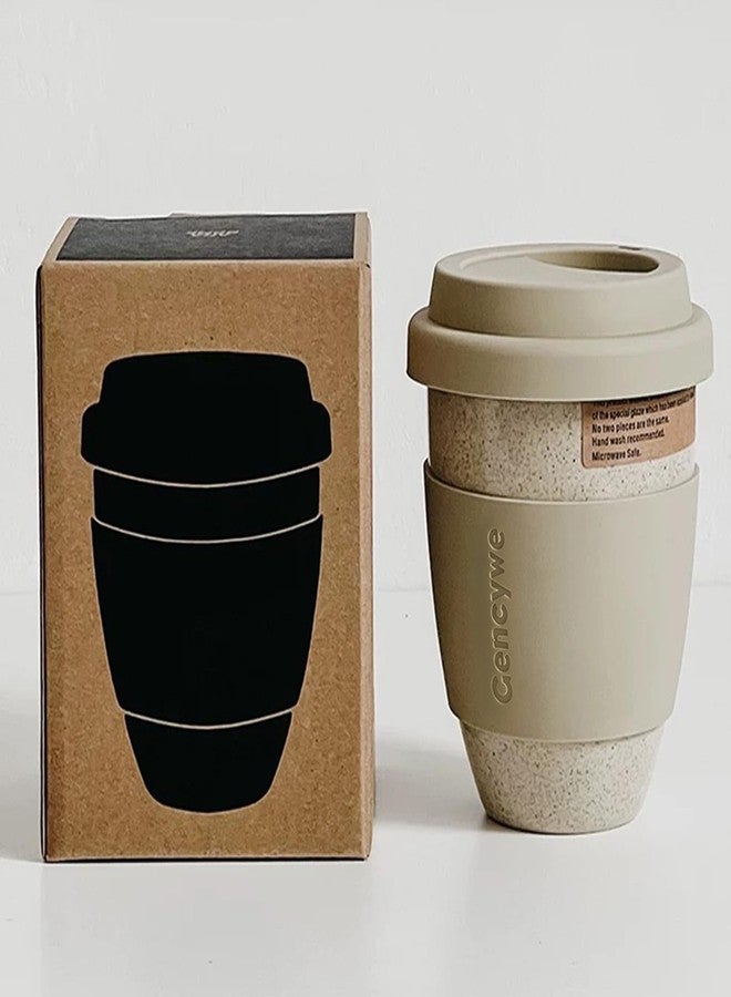 Gencywe Ceramic Travel Mugs with Silicone Lids, 15 oz Portable Coffee Mug Travel Unique To Go Mug, Reusable Coffee Cups with Non-Slip Sleeve, Cappuccino,Tea,Latte,Iced Coffee Cups, Dishwasher Safe - Image 1
