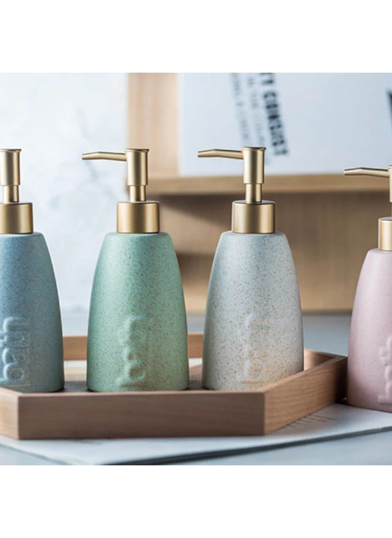 FabSeasons - FabSeasons Ceramic Soap Dispenser for Kitchen/Bathroom, Ideal Bathroom Accessory, Decorative Tabletop Soap Dispenser, Pink - Image 1