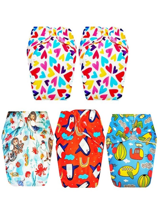 حفاضات قماشية فاخرة من دمبلدو للأطفال حديثي الولادة مع ماصة مدمجة (عبوة من 5) | ملائمة تمامًا | مانعة للتسرب | مناسبة للسفر | تغيير حفاضات بدون قلق | من 0 إلى 4 أشهر | للجنسين - Image 1