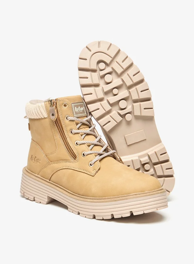 Lee Cooper Women's Solid Ankle Boots with Zip Closure and Block Heels