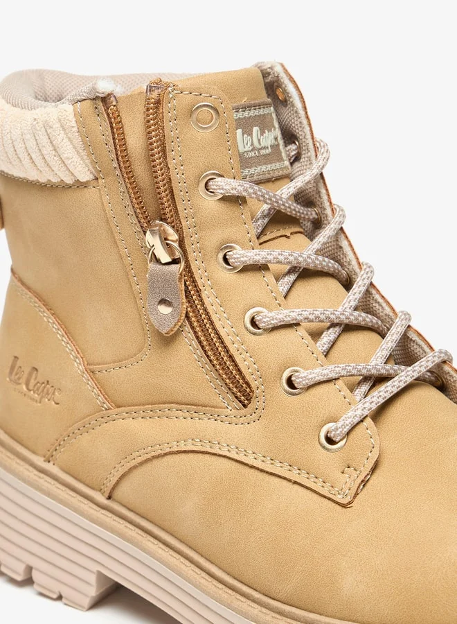Lee Cooper Women's Solid Ankle Boots with Zip Closure and Block Heels