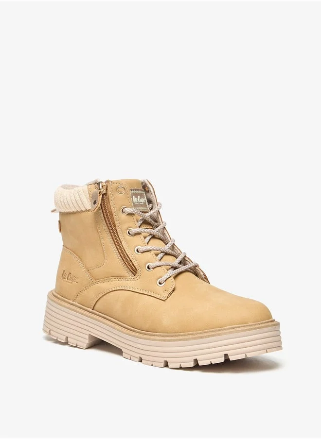 Lee Cooper Women's Solid Ankle Boots with Zip Closure and Block Heels