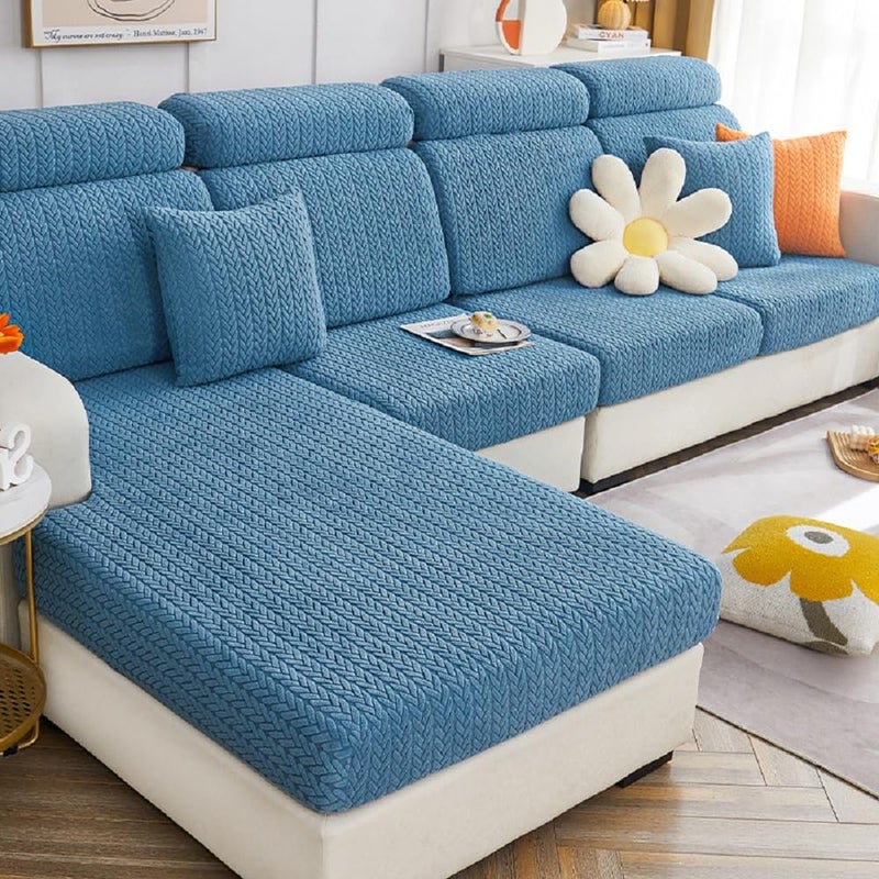 Yoovat Sofa Covers Soothing Home Sofa Covers Sofa Hero Covers Couch Cushion Covers for Dogs Stretch Couch Covers Slipcovers for Couches and Sofas (Wheat-Blue,Back Cover L) - Image 1