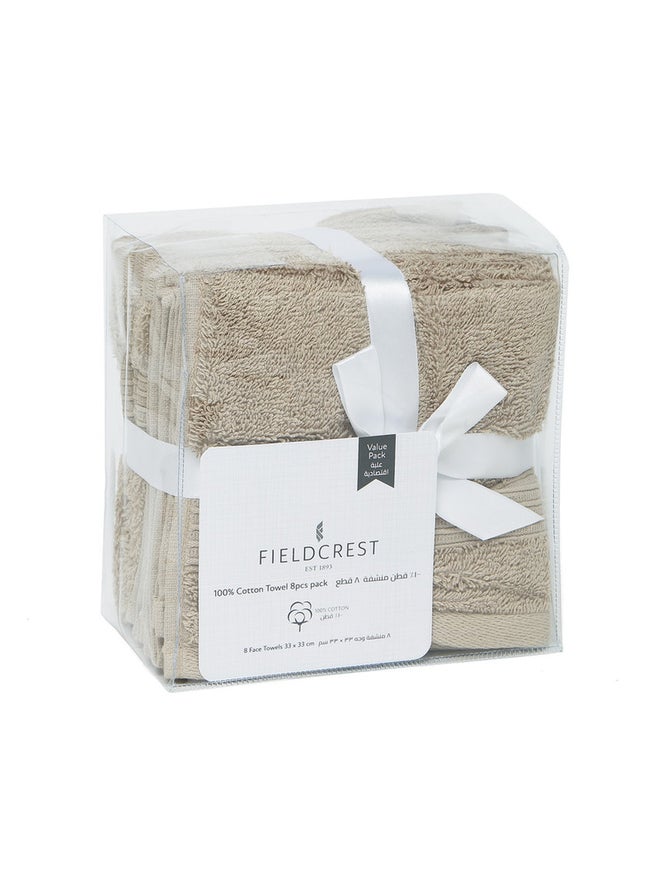 FIELDCREST 8-Piece Plain Towel Pack Of Wash Cloth 33X33Cm 500 Gsm Canvas - Image 5