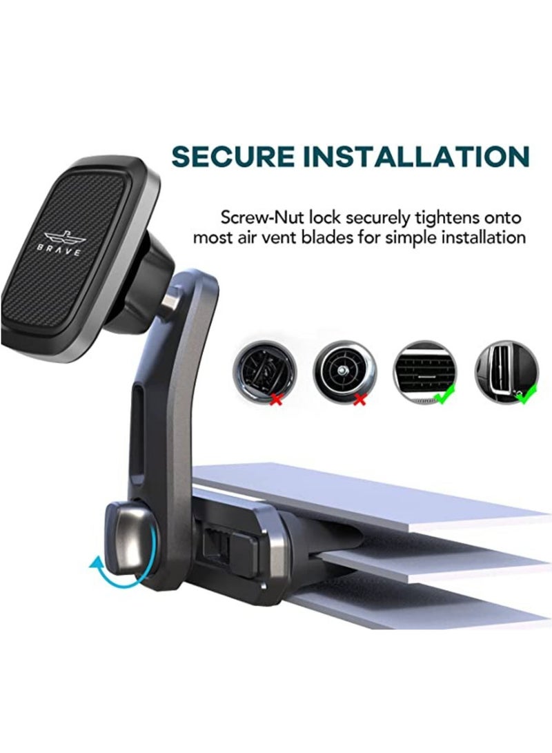 ELTRAZONE Magnetic Car Holder, Double Air Vent Locking Phone Mount, Easly Mountable on AC Vent Mobile Stand, 360° Rotation Long, Reachable Neck Double Expandable for Smartphone, Tablet, GPS, and More - Image 3