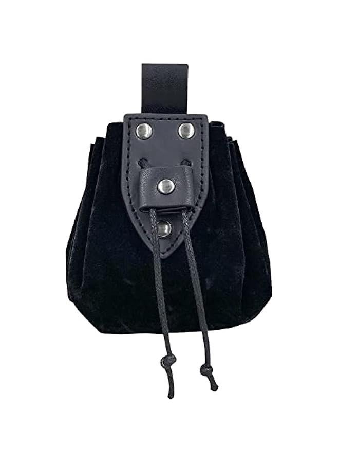 Vintage Medieval Faux Leather Drawstring Pouch, Middle Ages Portable Coin Purse, Rivets Belt Pouch Dice Bag For LARP Ren Faire  - Image 1