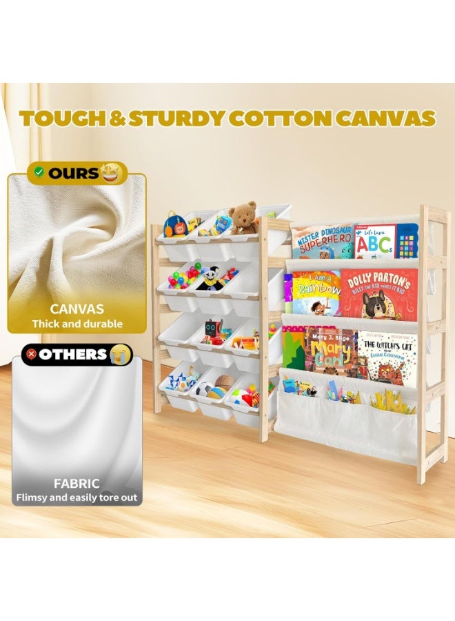 WALALLA Toy Storage Organizer with Bookshelf - 12 Storage Bins 4-Tier Multipurpose Shelf to Organize Toys and Books for Kids Room, Playroom, Nursery Room, White - Image 4