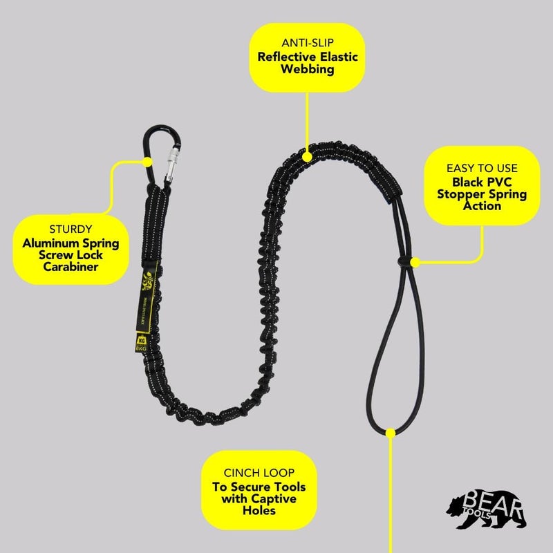 BearTOOLS Tool Lanyard with Single Connector and Adjustable Loop End, Standard Length, Maximum Weight Limit 8KG / 17.6lb, Aluminum Screw Lock Connector with Shock Cord Stopper, 0921S (1 Pack) - Image 4