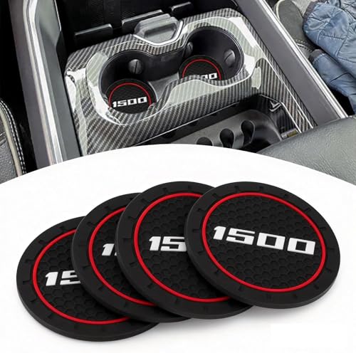 LINOAH Cup Holder Coasters for Ram 1500 Compatiable with Dodge Ram 1500 Accessories Cup Holder Coasters for Dodge RAM 1500 Water Proof Red Pack of 4 - Image 1