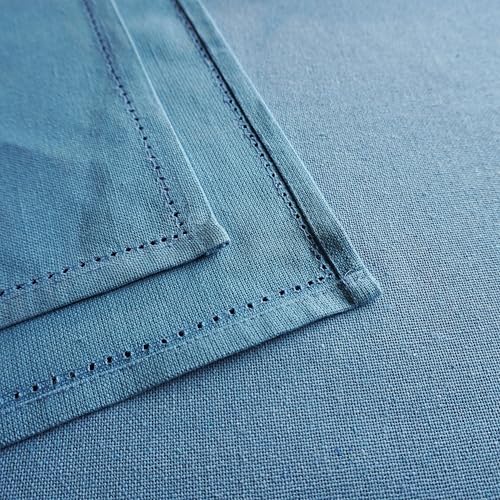 RUSTIQUE LINENS Cotton Dining Table Cover – Table Cloth 6 Seater | Water & Stain Resistant, Hem-Stitched, Heavyweight | Coffee Table Cloth – Azure Blue (190 x 150 cm) – 8 Seater Option Available - Image 4