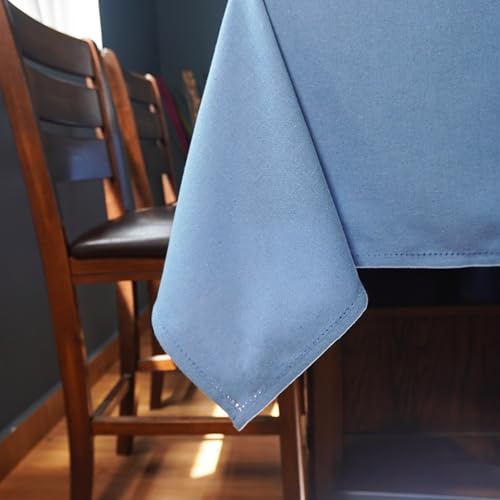 RUSTIQUE LINENS Cotton Dining Table Cover – Table Cloth 6 Seater | Water & Stain Resistant, Hem-Stitched, Heavyweight | Coffee Table Cloth – Azure Blue (190 x 150 cm) – 8 Seater Option Available - Image 3