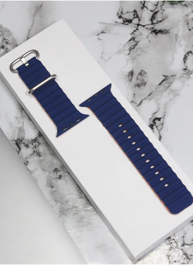 Ocean - Soft Silicone Ocean Band Compatible with Apple Watch Ultra Band 49mm,45mm,44mm,42mm for Men Women High Qulaity Adjustable Bands for Apple iWatch Series 8,7,SE,6,5,4,3,2,1 Blue - Image 1