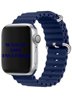 Ocean Soft Silicone Ocean Band Compatible with Apple Watch Ultra Band 49mm,45mm,44mm,42mm for Men Women High Qulaity Adjustable Bands for Apple iWatch Series 8,7,SE,6,5,4,3,2,1 Blue  - Image 3