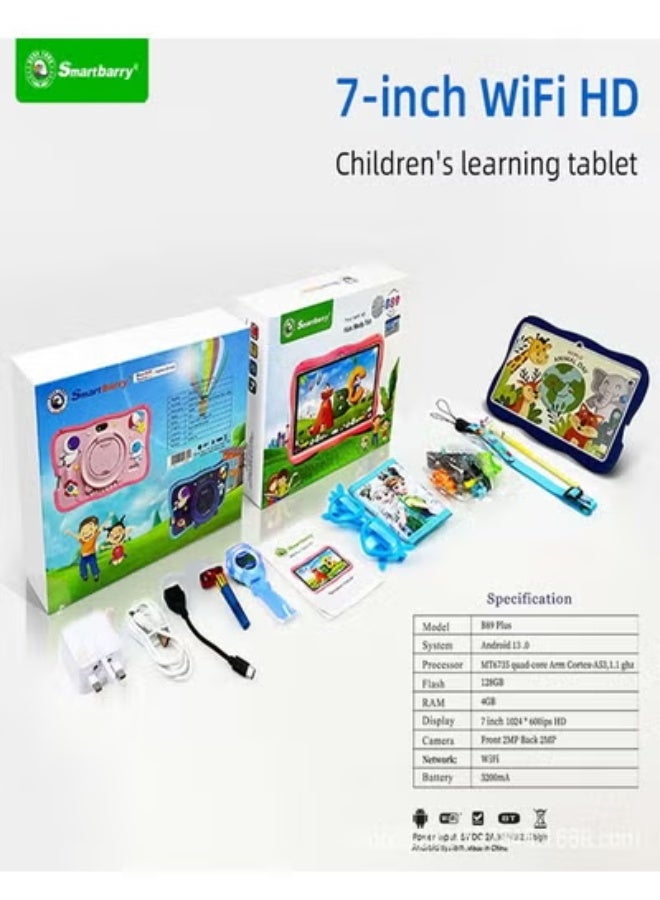 Smartbarry B89 Plus Kids Learning Tablet 7 Inch Wi-Fi Android 13.0, Eye Protection Screen, Parental Controls, 128GB Storage, Preloaded Educational Games, Durable Kid-Proof Case, Perfect for Children Ages 3–12 - Image 2