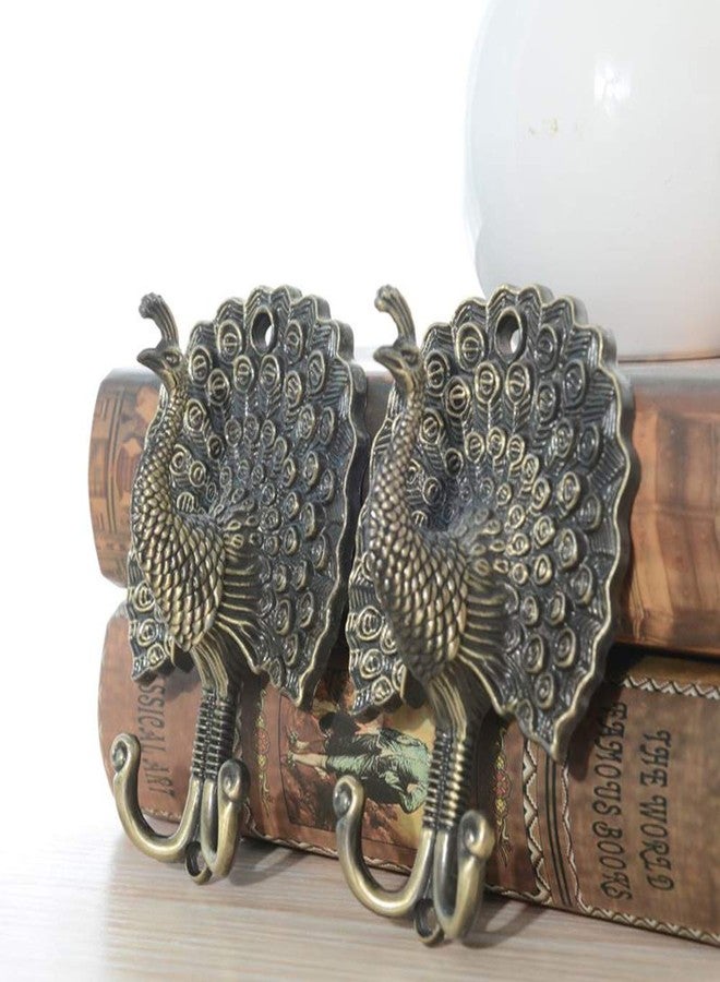 Ailejia 1Pair Peacock Curtain Holdbacks Zinc Alloy Wall Hook Hanging Ball Straps Wall Mounted Curtain (Bronze) - Image 4