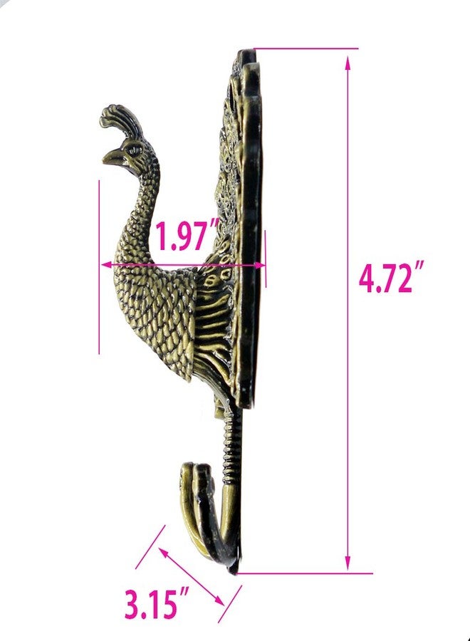 Ailejia 1Pair Peacock Curtain Holdbacks Zinc Alloy Wall Hook Hanging Ball Straps Wall Mounted Curtain (Bronze) - Image 2