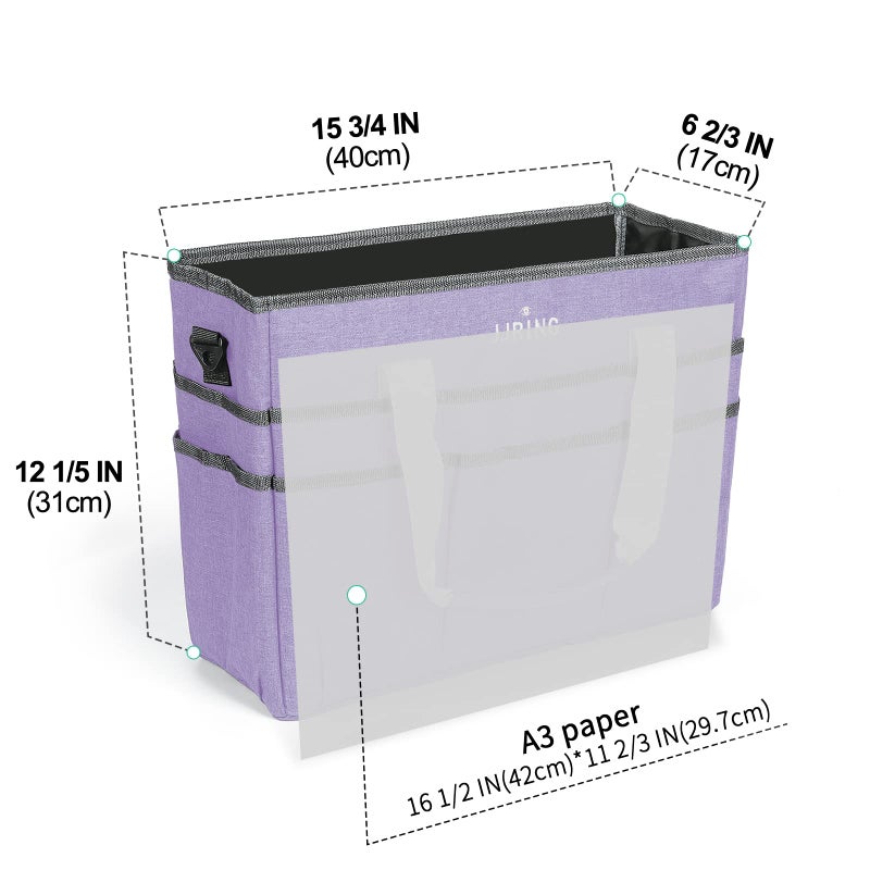 JJRING Craft Organizer Tote Bag, Large Art Storage Caddy with Multiple Pockets, Lilac Sewing Bag for Art, Craft, Scrapbooking, Medical, and Office Supplies Storage - Image 2