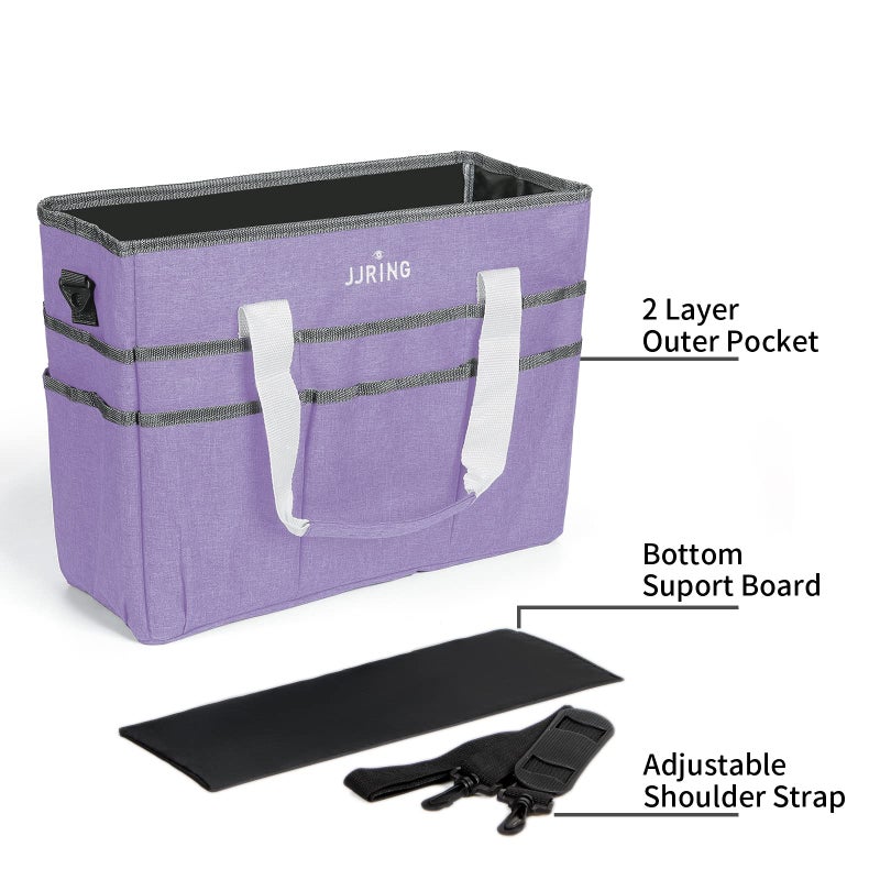 JJRING Craft Organizer Tote Bag, Large Art Storage Caddy with Multiple Pockets, Lilac Sewing Bag for Art, Craft, Scrapbooking, Medical, and Office Supplies Storage - Image 4