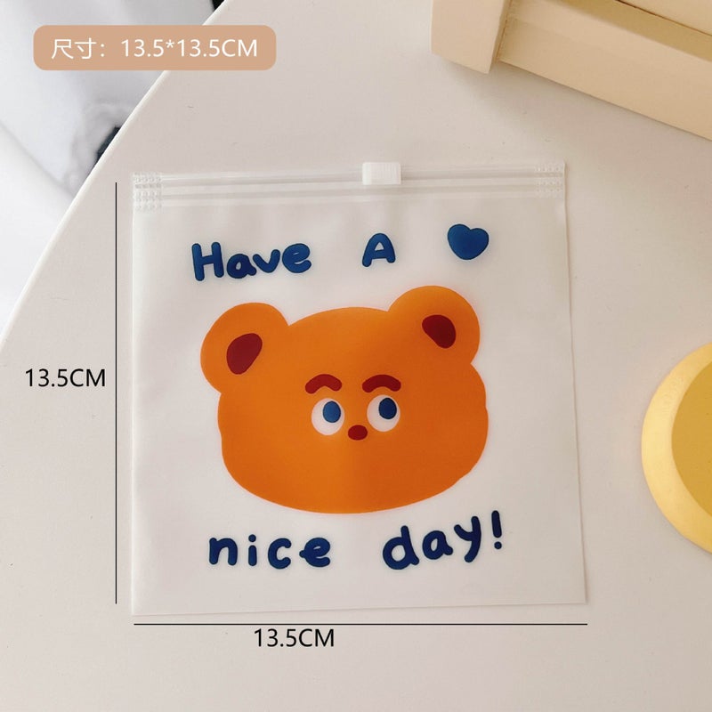 Travel Storage Bag Clothes Sealed Bag Clothes Transparent Sorting Bag for Production Luggage Classification Portable Pull Edge Bag 3# round-eyed bear