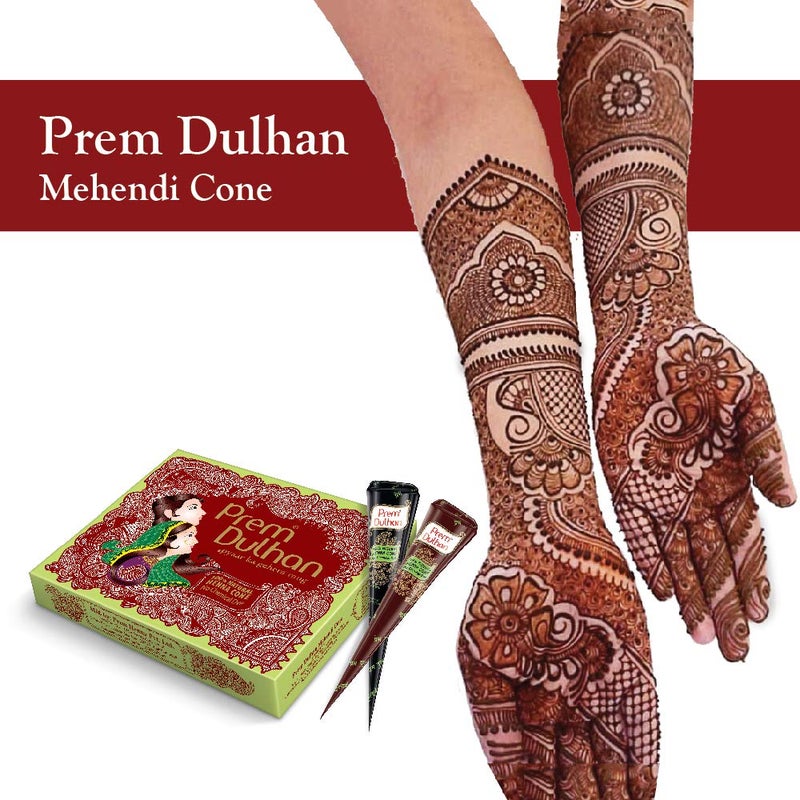 Prem Dulhan Mehendi Cone 12pc in 1 Box 100 Pure Leaf of Natural Henna No Chemicals No PPD No Side Effects Pack of 2 - Image 4
