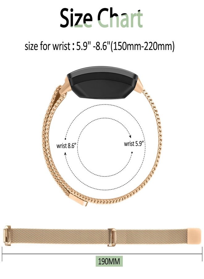 Mugust Metal Bands Compatible with Fitbit Inspire 2/Inspire HR/Inspire, Wristband Mesh Bracelet Replacement Strap for Fitbit Inspire 2/Inspire HR/Fitbit Inspire, Rose Gold - Image 4
