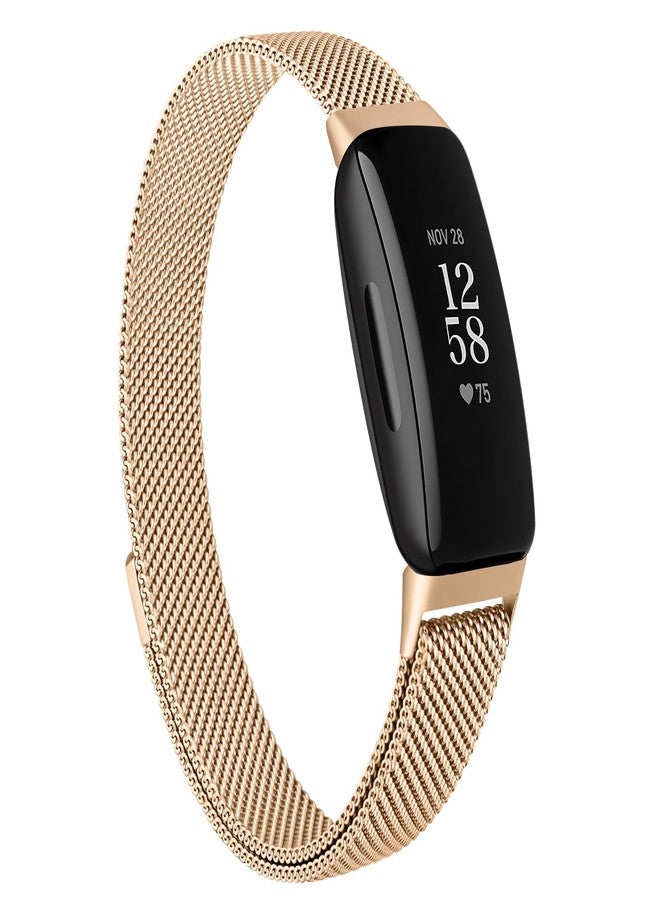 Mugust Metal Bands Compatible with Fitbit Inspire 2/Inspire HR/Inspire, Wristband Mesh Bracelet Replacement Strap for Fitbit Inspire 2/Inspire HR/Fitbit Inspire, Rose Gold - Image 1