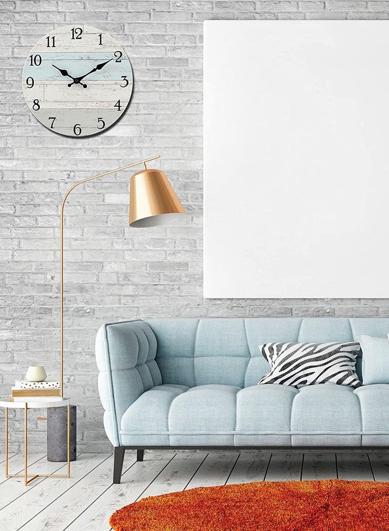 KASTWAVE Silent Wooden Round Wall Clock, Vintage Rustic Country Style Wooden Round Wall Clock(10 In) - Image 3