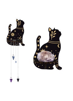 SYOSI Cute Black Cat Shelf, Wooden Wall Mounted Crystal Display Shelf Decorative Crystal Wall Shelf Crystal Organizer Floating Shelves for Living Room Bathroom Decor, Does Not Contain Crystal Jewelry  - Image 1