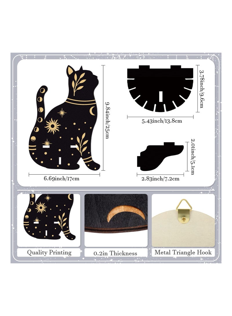 SYOSI Cute Black Cat Shelf, Wooden Wall Mounted Crystal Display Shelf Decorative Crystal Wall Shelf Crystal Organizer Floating Shelves for Living Room Bathroom Decor, Does Not Contain Crystal Jewelry  - Image 2