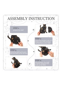 SYOSI Cute Black Cat Shelf, Wooden Wall Mounted Crystal Display Shelf Decorative Crystal Wall Shelf Crystal Organizer Floating Shelves for Living Room Bathroom Decor, Does Not Contain Crystal Jewelry  - Image 3