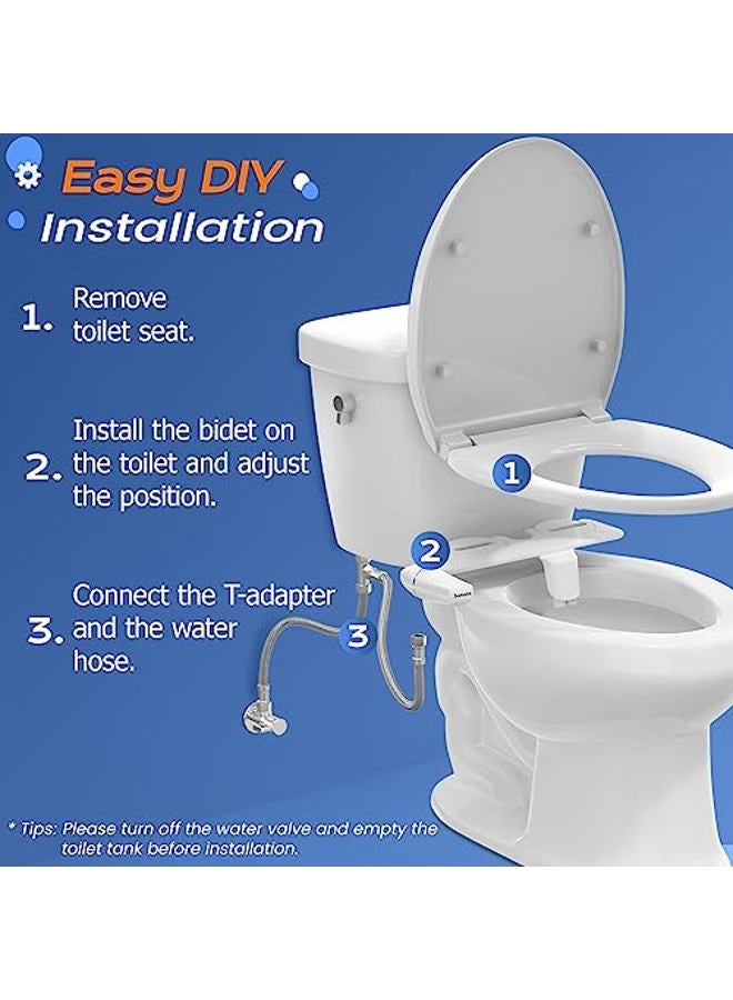 SAMODRA Ultra-Slim Bidet Attachment for Toilet - Dual Nozzle (Frontal & Rear Wash) Hygienic Bidets for Existing Toilets - Adjustable Water Pressure Fresh Water Toilet Bidet - Easy to Install - Image 5